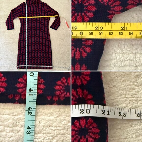 Vintage Knit Sweater Dress Size 14 Red Navy Made in Italy Australian Wool - Picture 8 of 10
